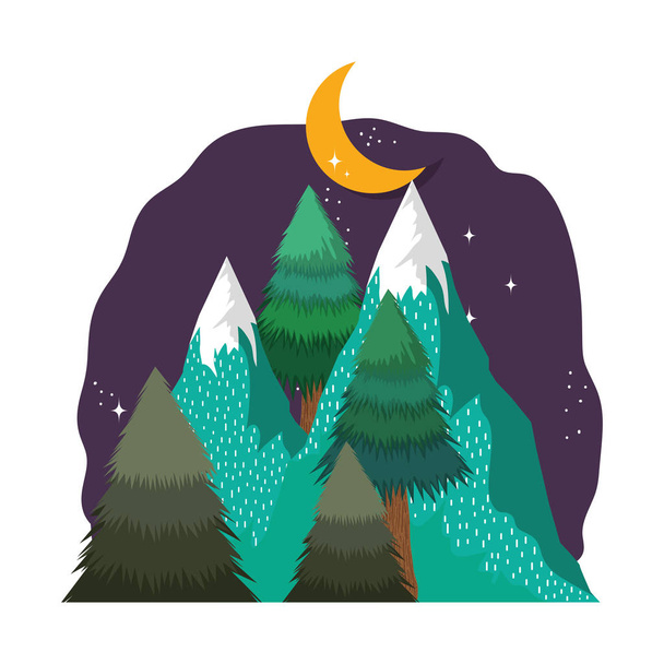 landscape with snow mountain in the night vector illustration design - Vector, Image