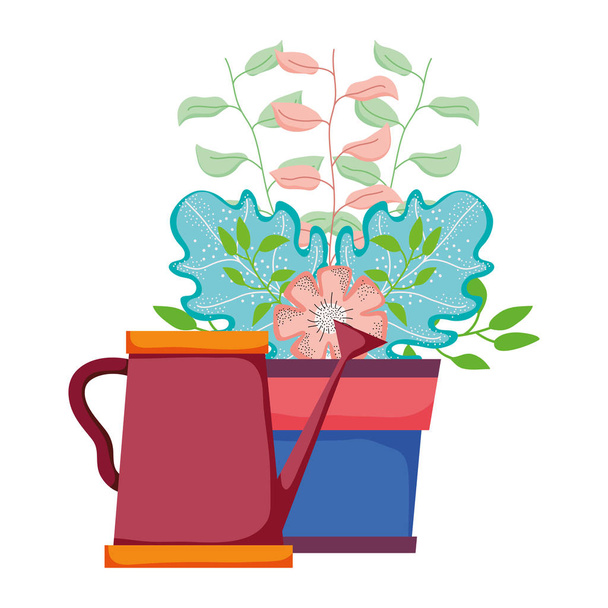 観葉植物ベクトル イラスト デザインと庭のかわいいスプリンクラー - ベクター画像