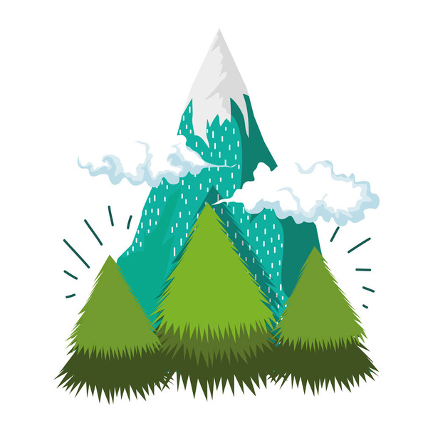 adventure landscape with snow mountain vector illustration design - Vector, Image
