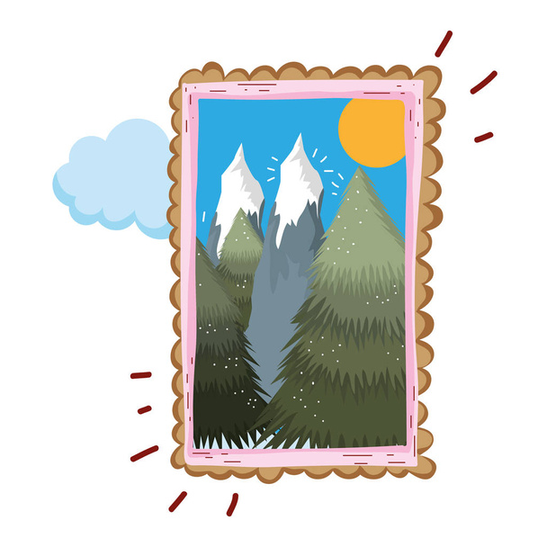 krajina s sníh hora čtvercový rámec vektorové ilustrace designem - Vektor, obrázek