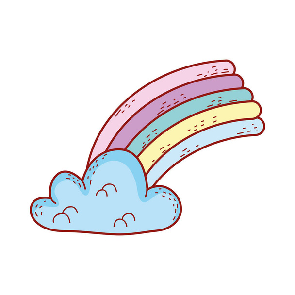 şirin rainbow ile bulut vektör çizim tasarım - Vektör, Görsel