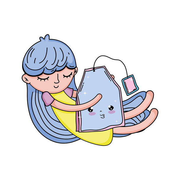 little girl with kawaii character vector illustration design - Vector, Image