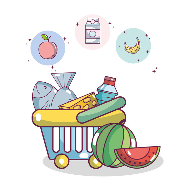 Nakupování potravin supermarketu vektorové ilustrace grafický design - Vektor, obrázek
