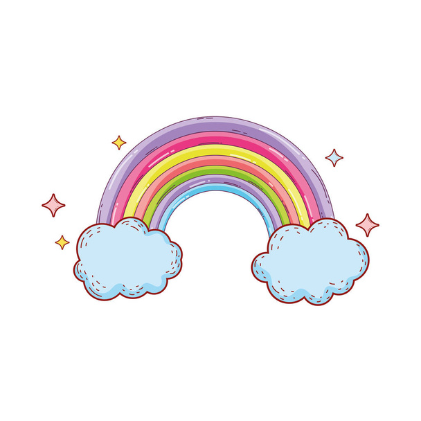 arco iris lindo con diseño de ilustración de vectores de nubes
 - Vector, imagen