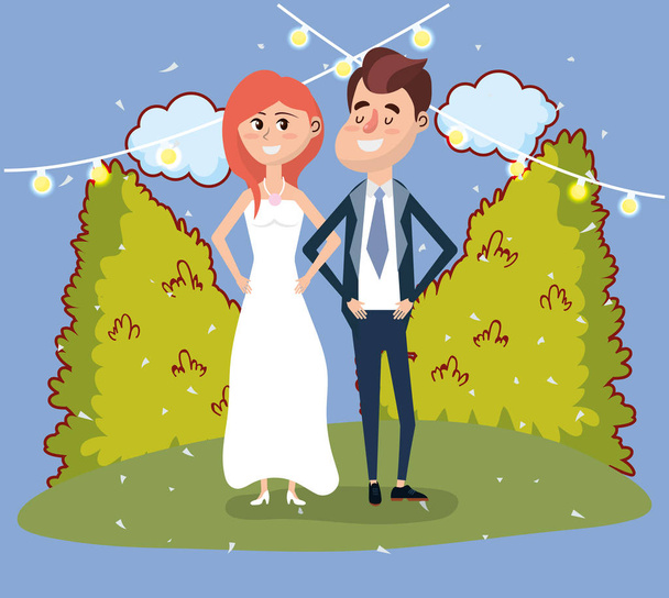 just married wedding couple card design vector illustration graphic design - Vector, Image