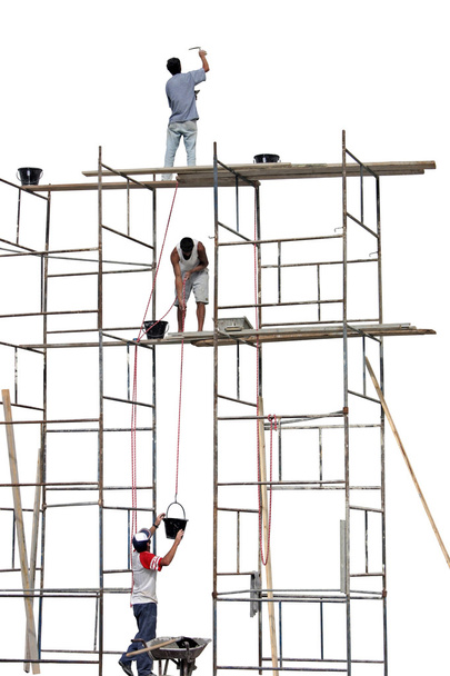 Trabajadores en un andamio
 - Foto, Imagen