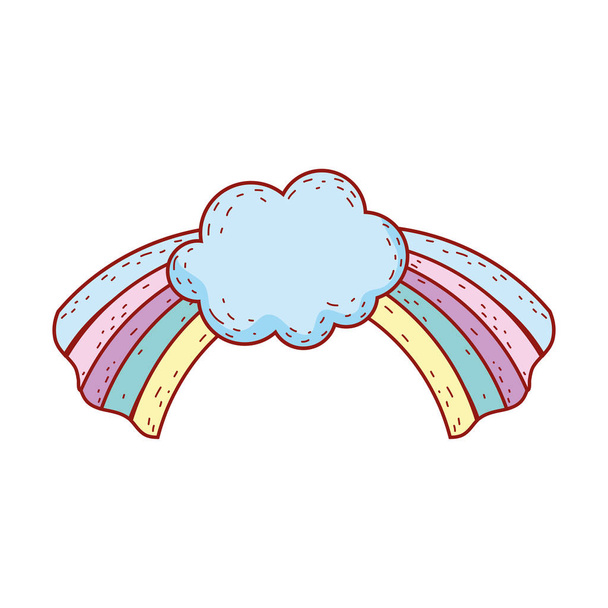 χαριτωμένο ουράνιο τόξο με σύννεφο σχεδιασμό εικονογράφηση διάνυσμα - Διάνυσμα, εικόνα