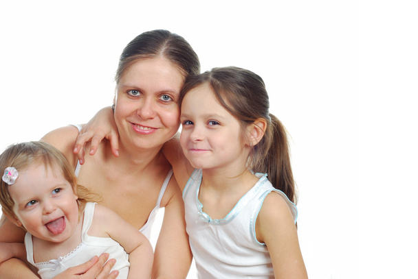 Mother with daughters isolated on white - Φωτογραφία, εικόνα