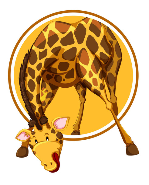 Uma girafa na ilustração de modelo de adesivo
 - Vetor, Imagem