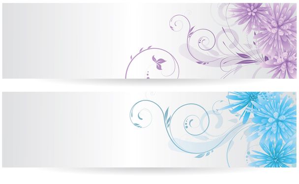 Banners with abstract flowers - ベクター画像