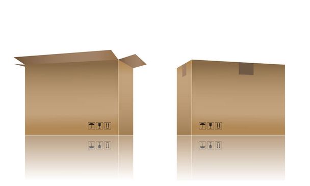 Kartonnen doos mockup met realistische kleuren ontwerp. 3D-vectorillustratie. - Vector, afbeelding