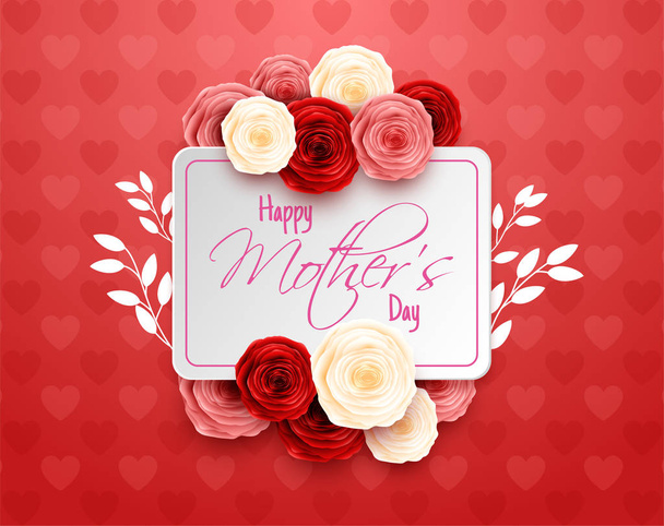 Feliz Dia das Mães no fundo dos corações
 - Vetor, Imagem