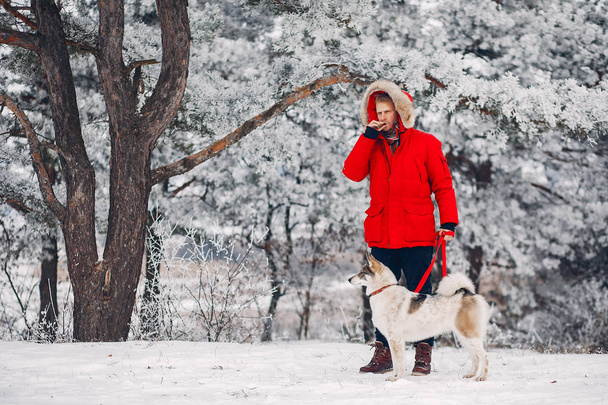 Beautiful woman playing with a dog - Fotografie, Obrázek