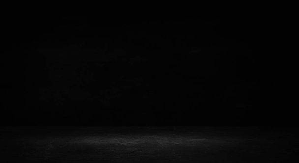 Empty black studio room. Dark background. Abstract dark empty studio room texture.  Product showcase spotlight background. Dark Studio Gallery - 写真・画像