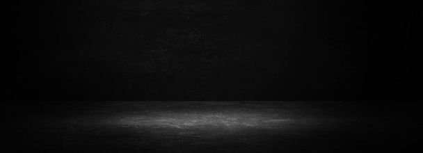 Empty black studio room. Dark background. Abstract dark empty studio room texture.  Product showcase spotlight background. Dark Studio Gallery - Foto, afbeelding