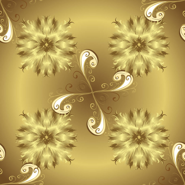 Ornamental pattern golden elements. Royal retro on colors. Gold template. Floral classic texture. Vector illustration. Design vintage for card, wallpaper, wrapping, textile. - Vector, Image