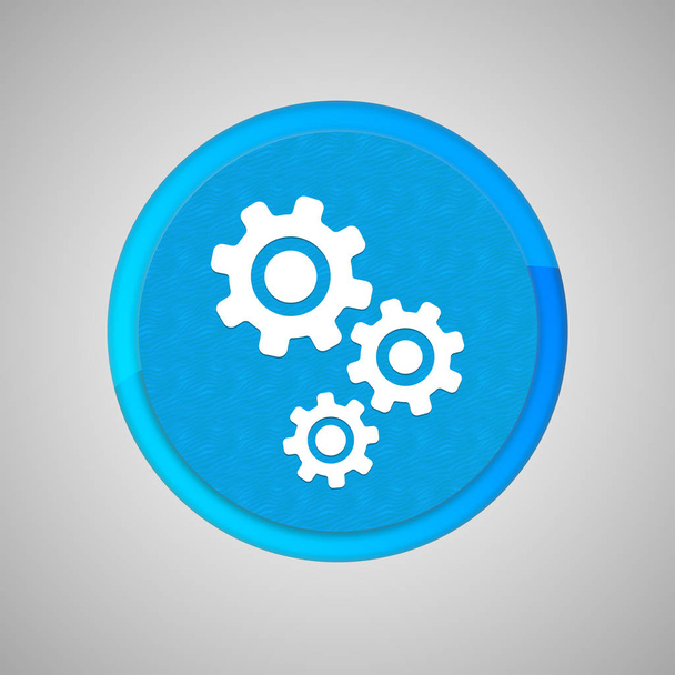 Γρανάζια γύρο μπλε κουμπί ώθησης - Φωτογραφία, εικόνα