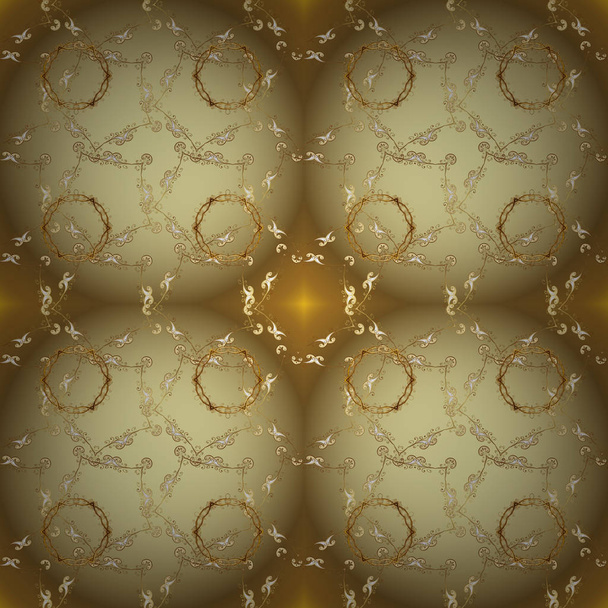 Ornement vectoriel orient traditionnel. Motif doré sur des couleurs neutres, beige et marron avec des éléments dorés. Ornement classique motif doré
. - Vecteur, image