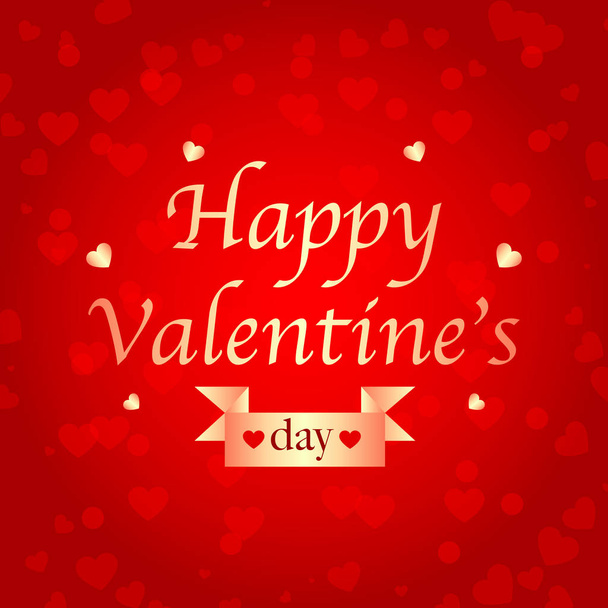 Happy Valentines Day. Abstract background with hearts, bokeh. Red festive vector illustration. - Vecteur, image