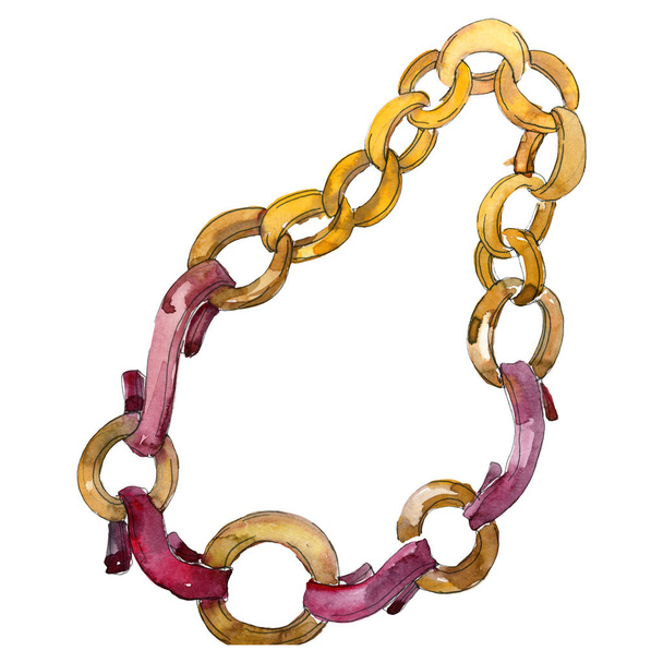 Esbozo de cinturón de cadena dorada ilustración de glamour de moda en un fondo de estilo acuarela. Elemento de cinturón aislado
. - Foto, imagen