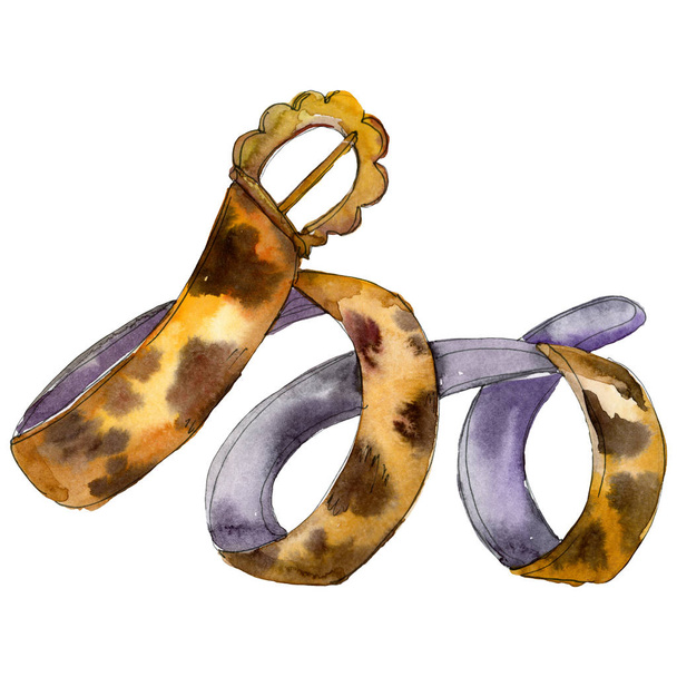 Leopard print leather belt sketch fashion glamour illustration in a watercolor style background. Isolated belt element. - Fotografie, Obrázek