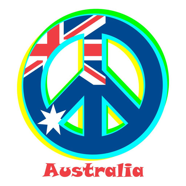 Флаг Австралии как знак пацифизма, который символизирует мир и любовь
 - Вектор,изображение