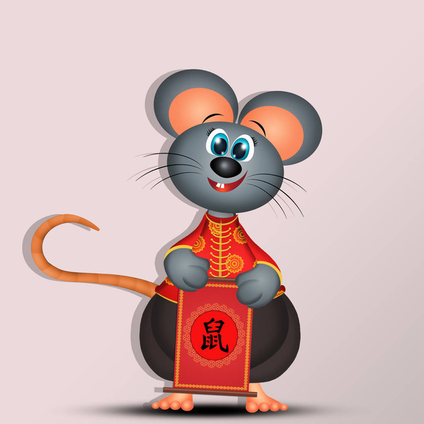 illustration of Chinese Year of the rat - Foto, afbeelding