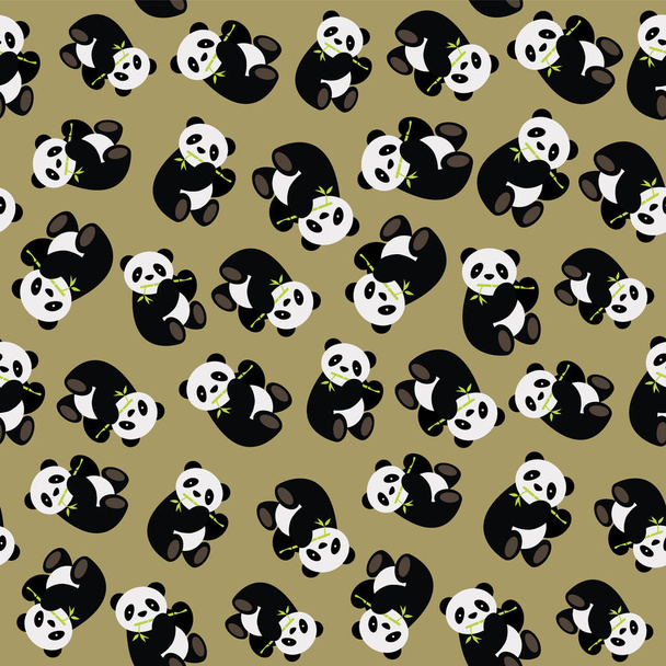 Seamless panda bear pattern. Vector illustration. - Vector, imagen