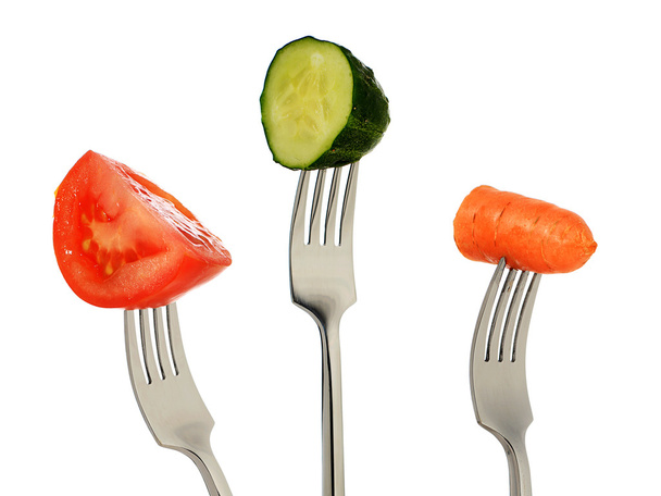 Vegetable on fork. - Foto, Imagem