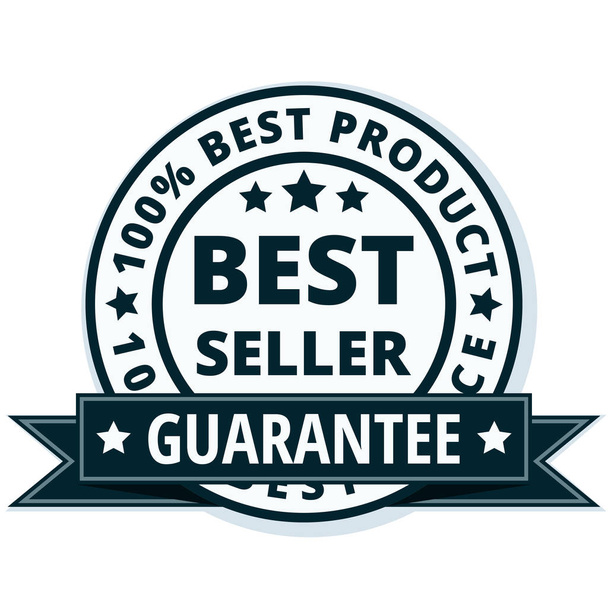 etiqueta del best seller con garantía cinta negra, vector, ilustración
 - Vector, imagen