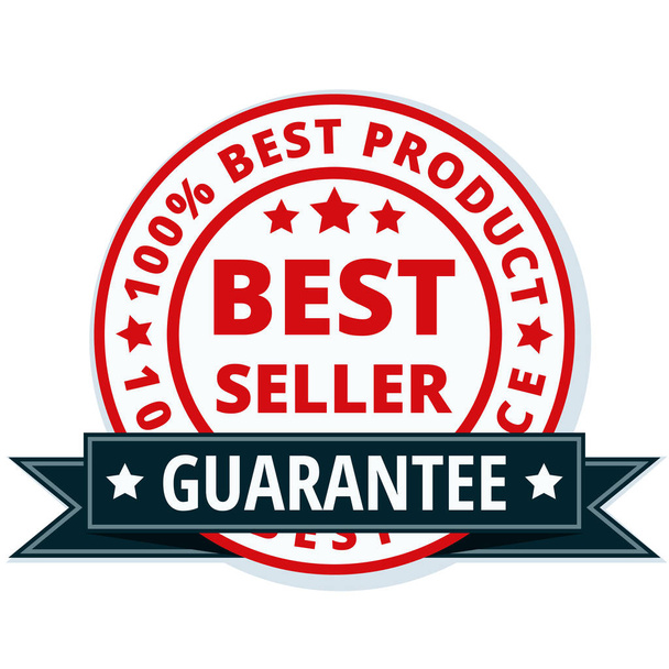etiqueta del best seller con garantía cinta negra, vector, ilustración
 - Vector, Imagen
