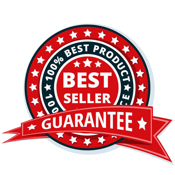 etichetta best seller con garanzia nastro rosso, vettore, illustrazione
 - Vettoriali, immagini
