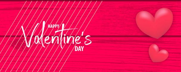 Valentines Day wood 3d vector background - Vector, Image