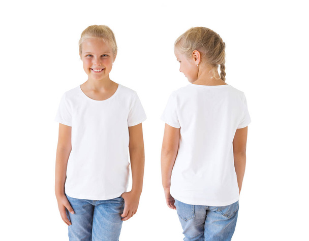 Girl's white t-shirt mockup template - Photo, Image
