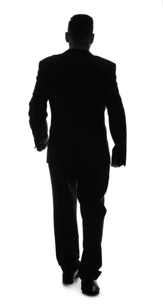 Silhouette of businessman on white background, back view - Fotografie, Obrázek