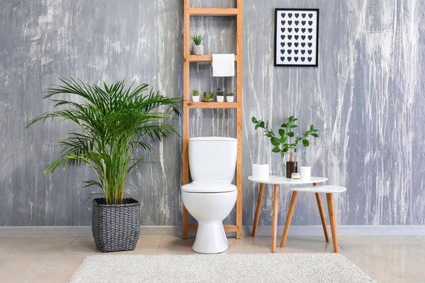 Modern interior of restroom with ceramic toilet bowl - Photo, Image
