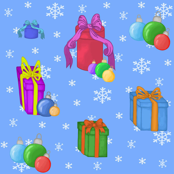 Año Nuevo regalos patrón de fondo Navidad vacaciones vector
  - Vector, Imagen