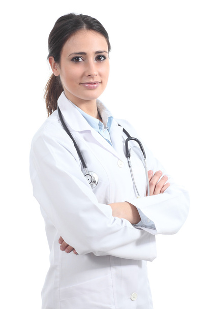 Beautiful doctor woman with a stethoscope and folded arms - Foto, Bild