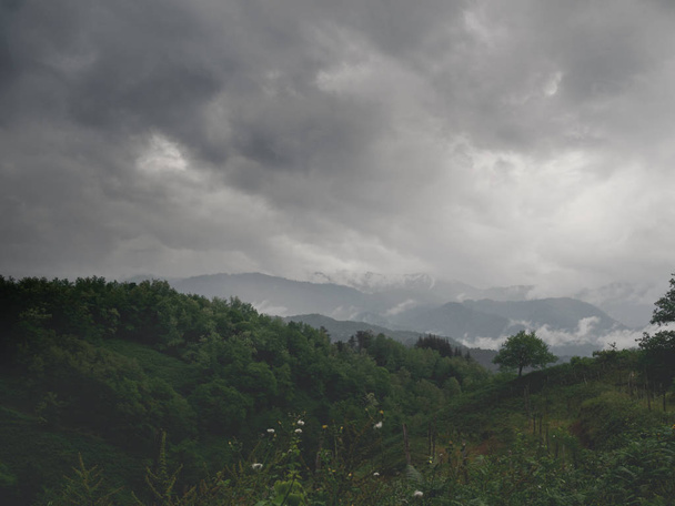Paisaje georgiano en un día nublado
.  - Foto, Imagen