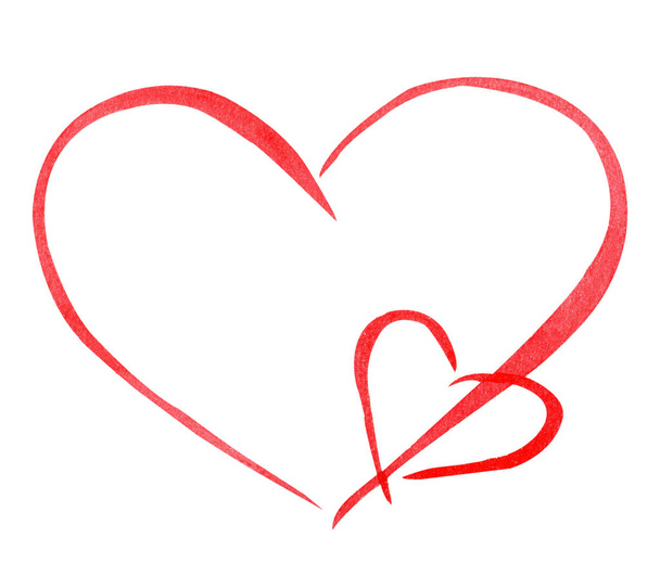 Acuarela pintada a mano corazón rojo. Símbolo del amor
. - Foto, imagen