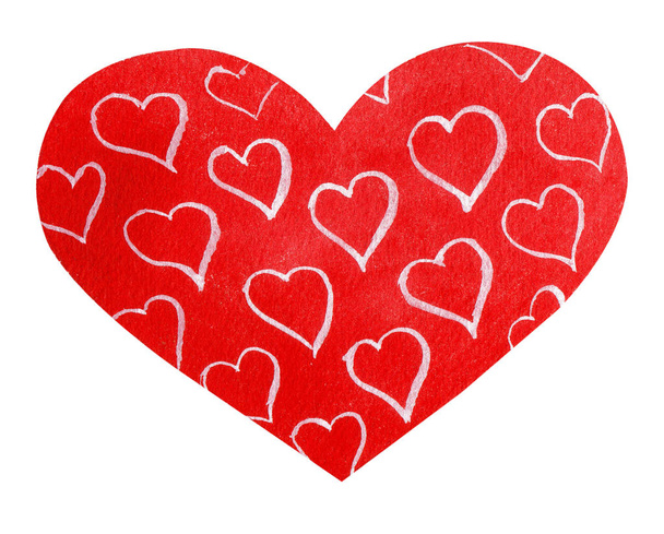 Watercolor hand painted red heart. Symbol of love. - Foto, Bild