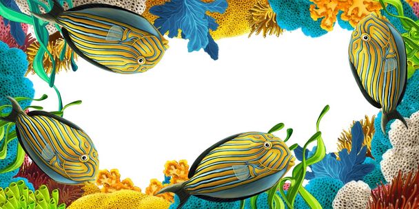 The coral reef - frame - border - illustration for the children - Foto, Imagem