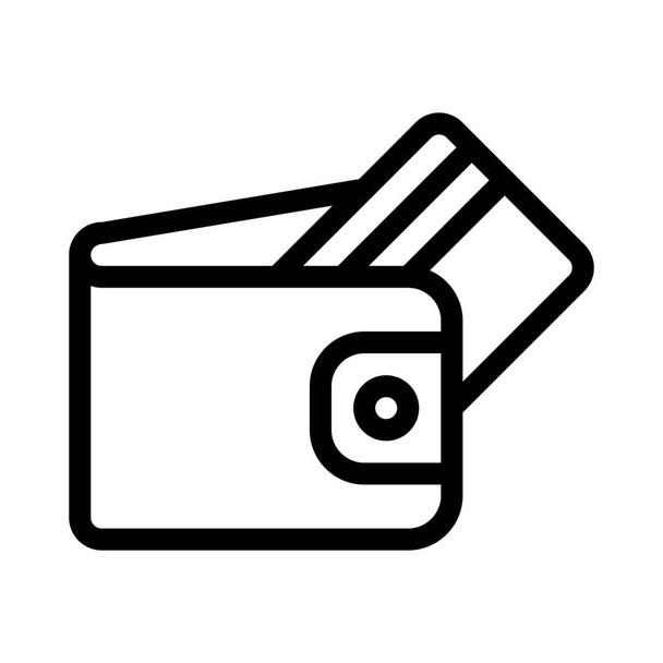 Portemonnee met kaart pictogram, eenvoudige lijn illustratie - Vector, afbeelding