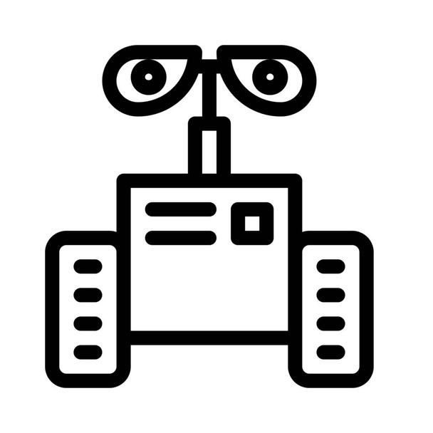 robot zwart op wit pictogram, eenvoudige lijn illustratie - Vector, afbeelding
