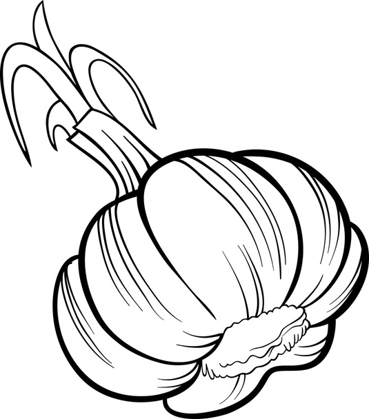 garlic vegetable cartoon for coloring book - Vector, Image