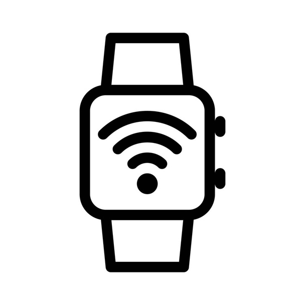 Smartwatch Wifi Network ilustração de linha simples
 - Vetor, Imagem
