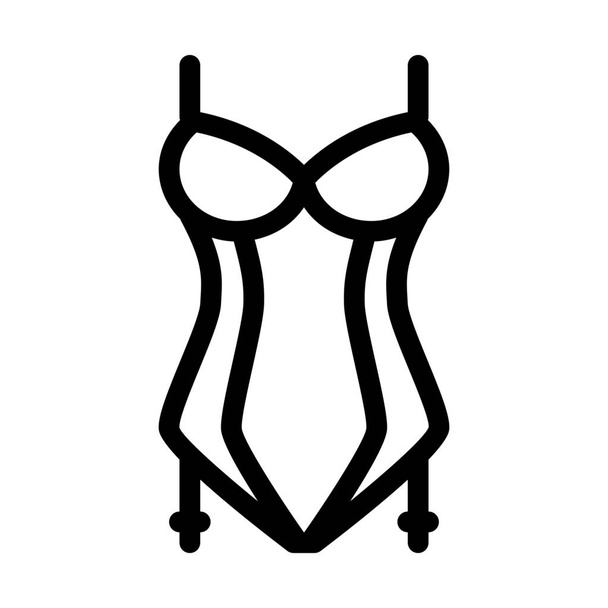 ビンテージ コルセット ドレス アイコン、シンプルなラインの図 - ベクター画像