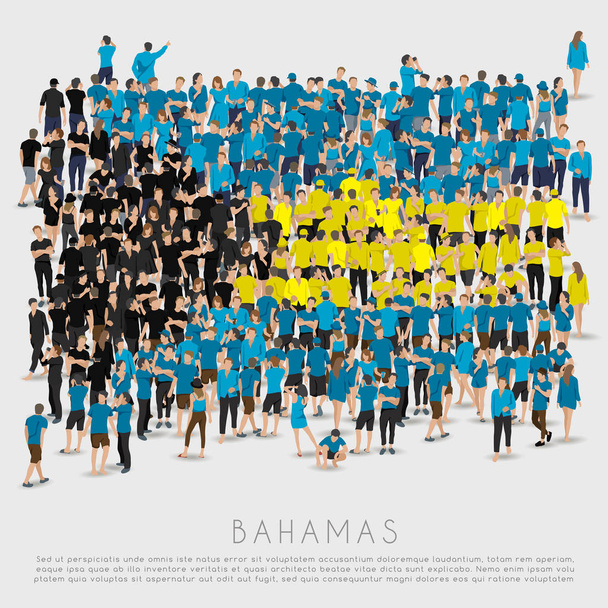 Menschenmenge in Form einer Bahamas-Flagge: Vektorillustration - Vektor, Bild