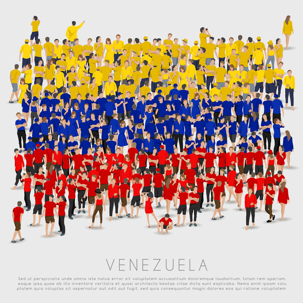 Venezuela bayrağı şeklinde insan kalabalığı: vektör çizim - Vektör, Görsel