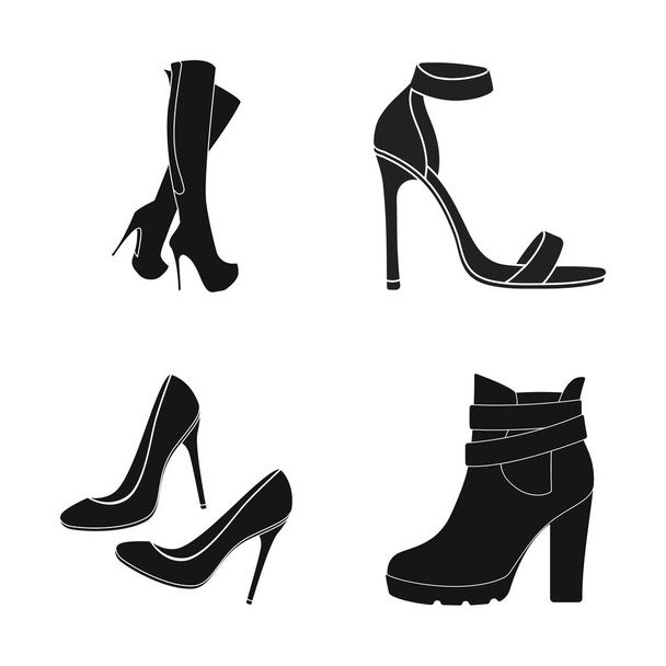 Vector design of heel and high logo. Collection of heel and stiletto stock symbol for web. - Vektor, kép